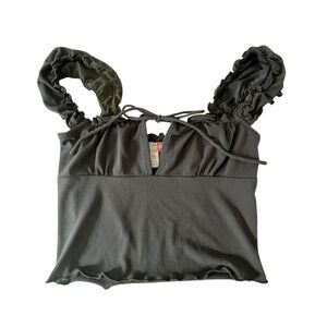 Urban Outfitters Black  cropped , tank top ,  extra small , ruffled sleeved